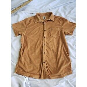 Dandy Del Mar The Tropez Burnt Sienna Brown Terry Cloth Shirt Men's Size Large